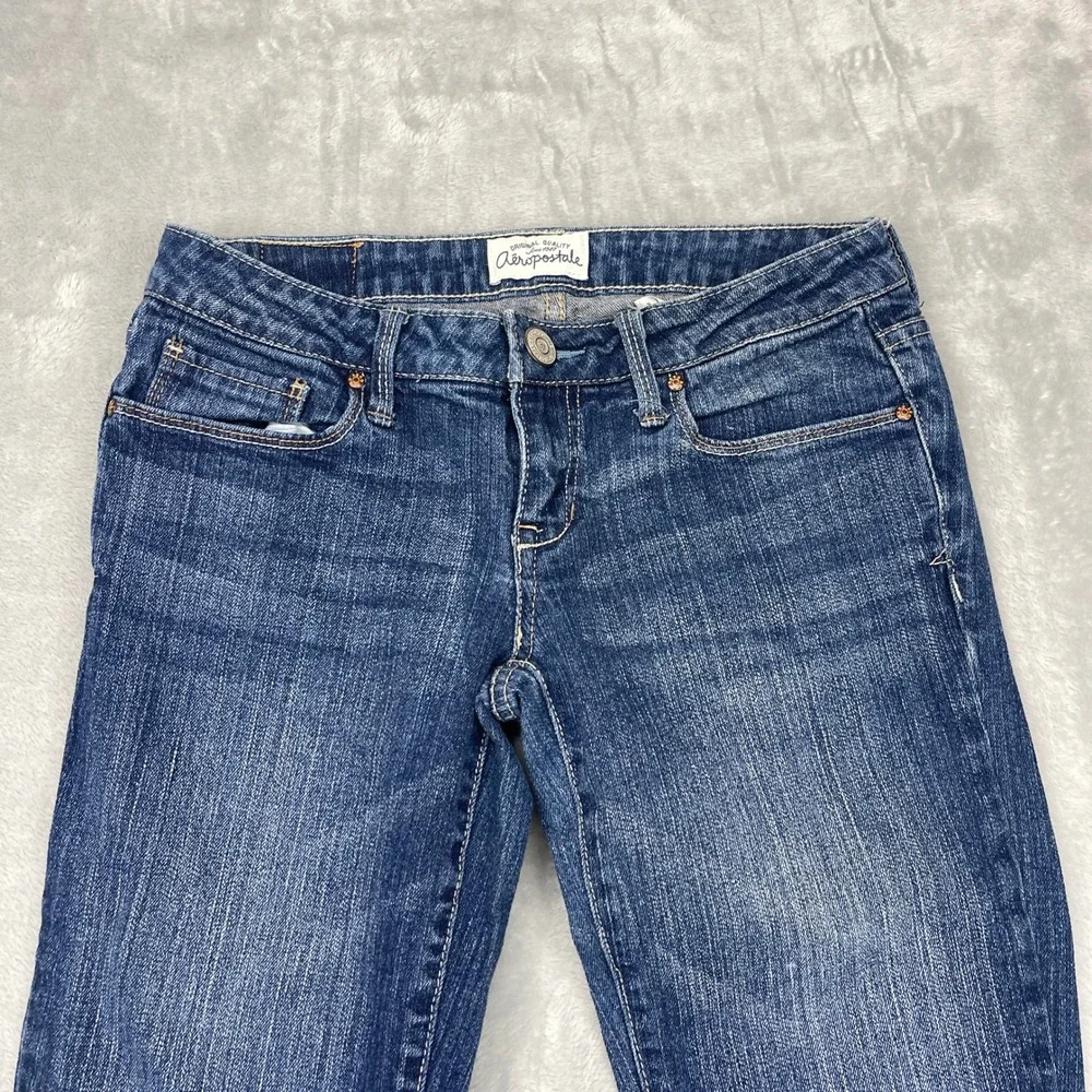 Aeropostale Ashley Ultra Skinny Jeans Womens 1/2‎ Blue Denim Stretch Low Rise